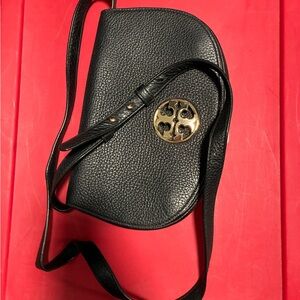 Tory Burch Black Pebbled Leather Crossbody Bag